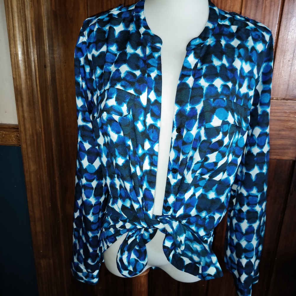Calvin Klein Blue and Black Button Down Shirt
